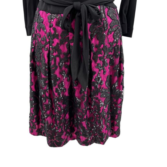 Diane Von Furstenberg Jewel Wrap‎ Dress Floral Embroidered Black Pink Size 8 - Picture 5 of 12
